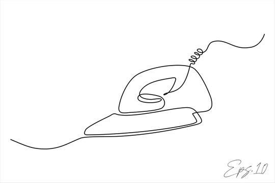 recommend clip art: continuous line art image of ironing clothes