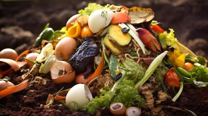 Food waste pile of composting organic