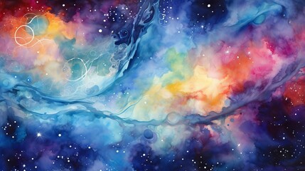 Vibrant colorful watercolor new age style abstract