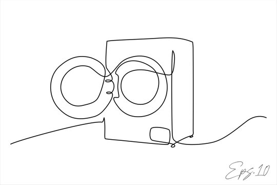 recommend clip art: washing machine continuous line art drawing