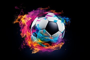 Eye-catching Soccer smoke ball. Goal flame winner. Generate Ai