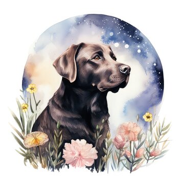 Labrador Retriever dog Watercolor Generative Ai