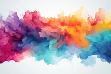 Gordijnen Color liquid ink splash abstract background rainbow art. © Gasia