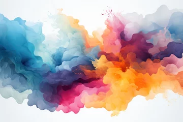 Fotobehang Color liquid ink splash abstract background rainbow art. © Gasia