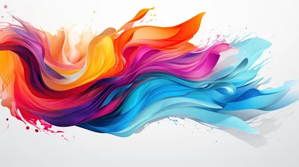 Foto op Canvas dynamic abstract splash and swirl multicolor graphic symphony on white background © Amika Studio