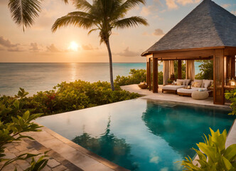 Obraz premium Tropical resort pool