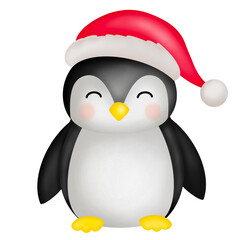 penguin with santa hat