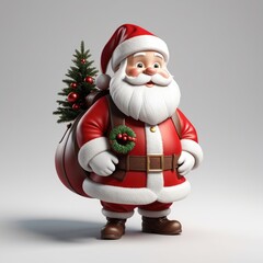 Festive Family Celebration with Santa Claus Hat and Christmas Tree Decoration