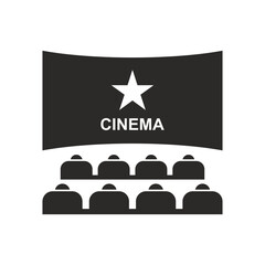 Cinema icon. Movie theater. Vector icon isolated on white background.