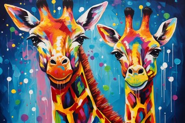 Whimsical Giraffe glasses. Face fun zoo. Generate Ai - obrazy, fototapety, plakaty