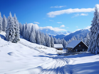 Fototapeta na wymiar breathtaking scenery of a snowy