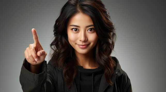  Happy Beautiful Asian Girl Showing Advertisement, Background Image , Beautiful Women, Hd