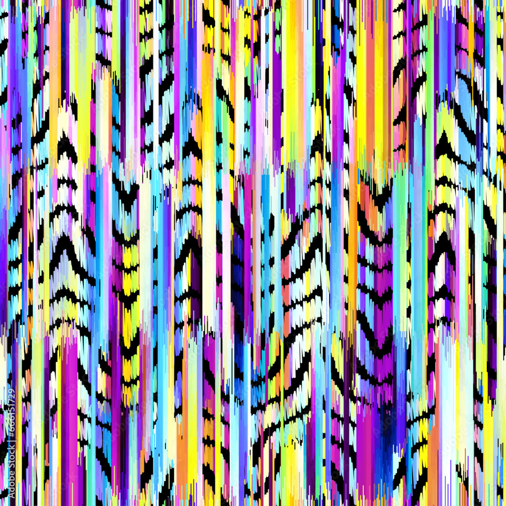 Poster Seamless striped pattern in Aztec style. Folk embroidery.. Aztec ikat style. Seamless vector image. Thin lines