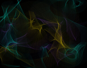 abstract lines fractal neon black light color background backdrop 