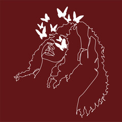 Black Woman Vector. Afro American Female Logo. 