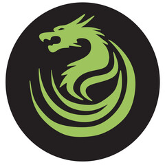 Vector silhouette of dragon symbol . line art.