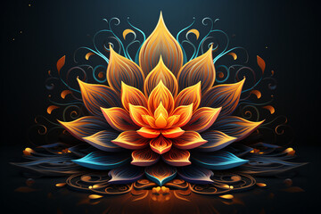 Fototapeta na wymiar Generative AI image of beautiful lotus gracefully poised on dark backdrop