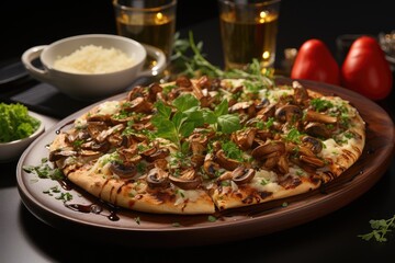 Mushroom and Truffle Pizza, Mushroom and Truffle Pizza with Truffle Oil.