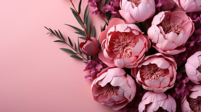  Women S Day Greeting Card With Bouquet Peonies Eustom , Background Image , Beautiful Women, Hd