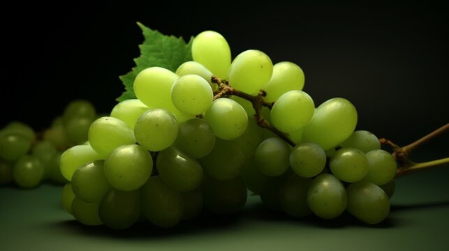 green grapes green background.Generative AI