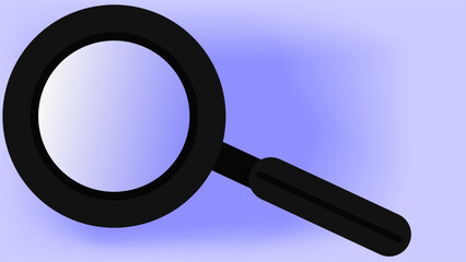 Greyish black magnifying glass as copy space frame in blue background