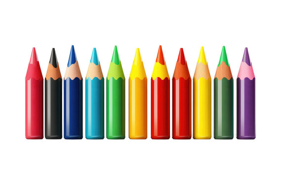 Attractive and Multiple Crayons Pencils on a Clear Surface or PNG Transparent Background.