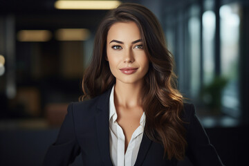 Obraz premium Generative AI portrait of amazing executive office worker brunette woman