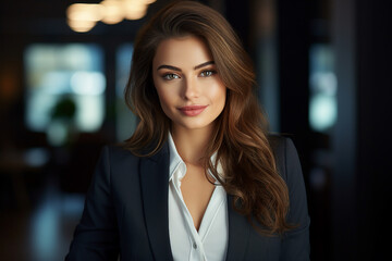 Fototapeta premium Generative AI picture portrait of amazing gorgeous office worker young woman