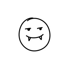 Doodle Emoji face icon. Hand drawn sketch style. Vector illustration