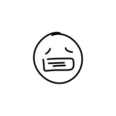 Doodle Emoji face icon. Hand drawn sketch style. Vector illustration