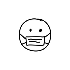 Doodle Emoji face icon. Hand drawn sketch style. Vector illustration