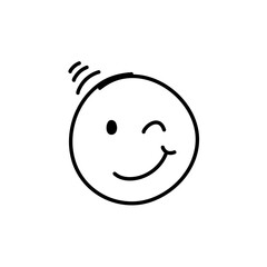 Doodle Emoji face icon. Hand drawn sketch style. Vector illustration