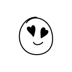 Doodle Emoji face icon. Hand drawn sketch style. Vector illustration