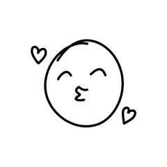 Doodle Emoji face icon. Hand drawn sketch style. Vector illustration