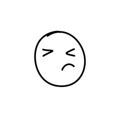 Doodle Emoji face icon. Hand drawn sketch style. Vector illustration
