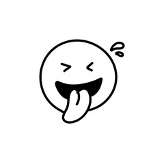 Doodle Emoji face icon. Hand drawn sketch style. Vector illustration