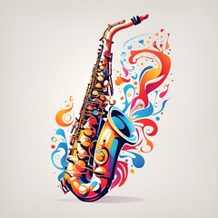 Colorful saxophone side view multi colors,Blues Music Vector Art & Graphics,Flower Saxophone Stock Illustrations - obrazy, fototapety, plakaty