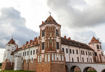 Mir, Belarus - 10.03.2023 -Shot of the Mir castle complex. Landmark