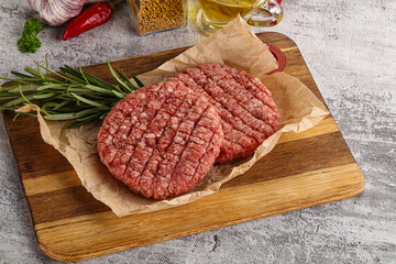 Raw burger cutlet for grill