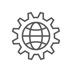 Global Setting vector outline icon illustration. Editable Stroke. EPS 10