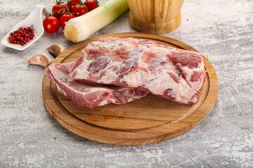 Raw pork ribs for barbecue