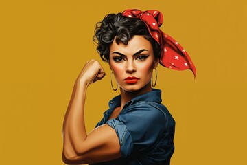 Women’s Equality . Strong latin powerful woman. Woman's day banner. We Can Do It. Maxican or Hispanic Woman s Latina fist symbol of female power - obrazy, fototapety, plakaty