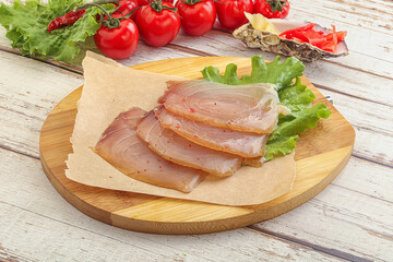 Sliced salted marlin fish carpaccio