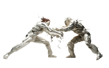 Attractive and Beautiful Art of Defend Against an Opponent on a Clear Surface or PNG Transparent Background.