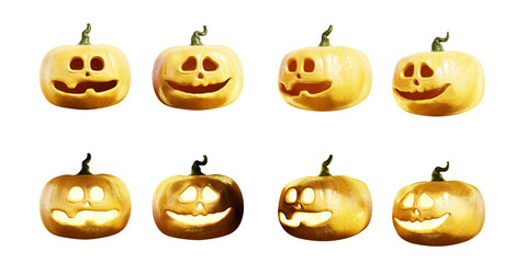 Jack O lanterns character isolated on white background 3d rendering