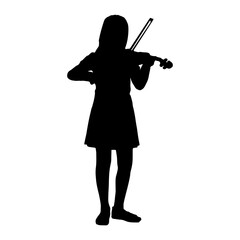 silhouette of a child violinist with a violin vector