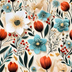 Zelfklevend Fotobehang Seamless pattern with flowers in vintage style. © Andreas