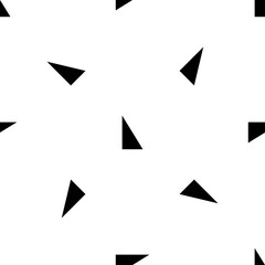 Seamless pattern of repeated black right triangle symbols. Elements are evenly spaced and some are rotated. Illustration on transparent background