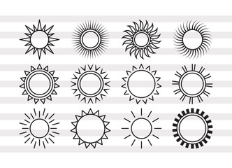 Sun SVG, Sun Outline, Summer Sun Svg, Sunburst Svg, Sunrise Svg, Sun Light Svg, Sun Bundle