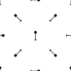 Seamless pattern of repeated black floor lamp symbols. Elements are evenly spaced and some are rotated. Vector illustration on white background